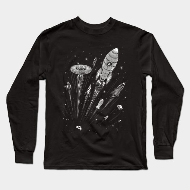 Space Race Long Sleeve T-Shirt by heavyhand